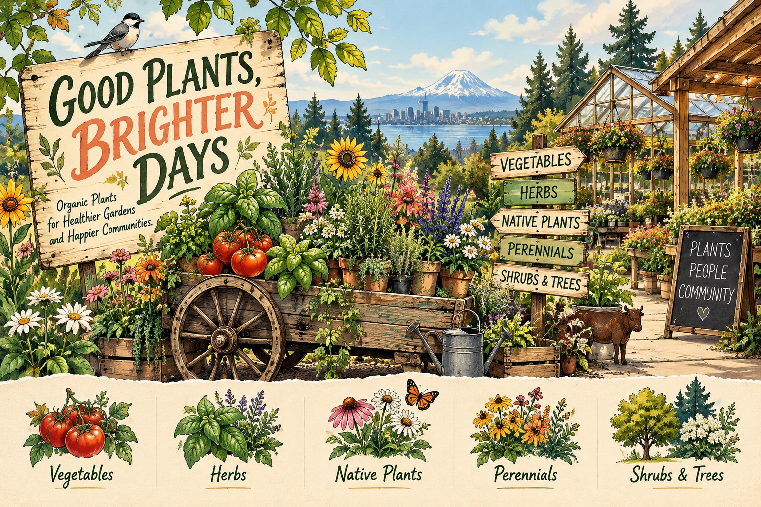 Illustrated Village Green Nursery garden